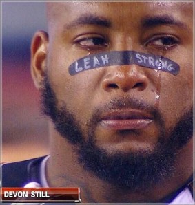 Devon Still is moved after the tribute by the New England Patriots. Photo via: Google Images/sandrarose.com